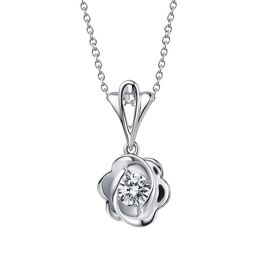 Pendant Necklace 14K White Gold 1 Carats Round Cut Genuine Diamonds Solitaire