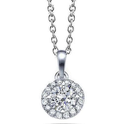 Pendant Necklace 2.80 Ct Gorgeous Round Cut Real Natural Earth Mined Diamonds Gold White 14K