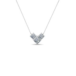 Pendant Necklace White Gold  1.5 Carats Princess Cut Real Diamonds