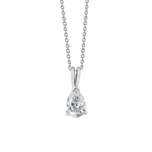 Pendant Necklace With Chain 1.50 Carat Pear Cut Real Diamond White Gold