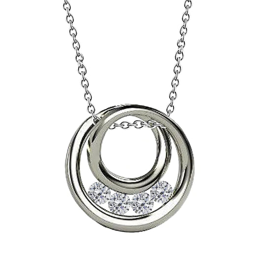 Pendant Solid White Gold 14K 2 Carats Round Natural Diamond Circle Necklace