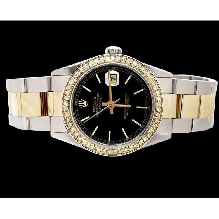 Rolex Ss & Gold Black Stick Dial