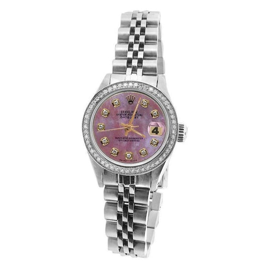 Rolex Date Just Pink Dial Bezel Ss