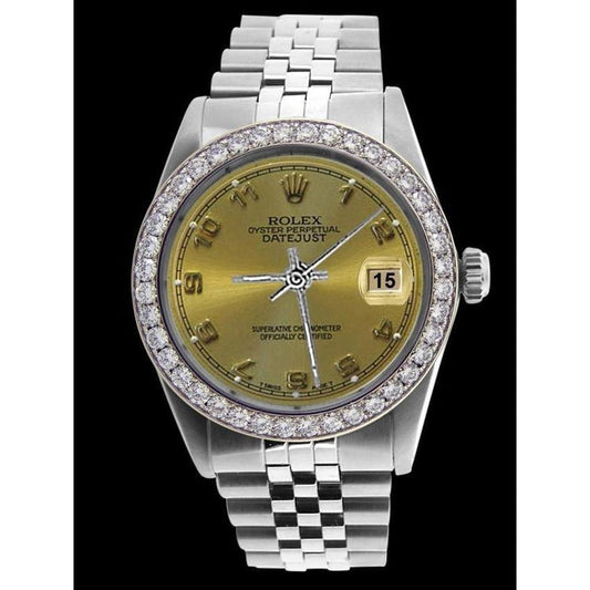 Rolex Men Watch Ss Champagne Datejust Arabic Dial