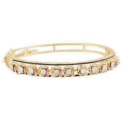 Petal Style Real Diamond Yellow Gold Bangle 3.30 Carats Jewelry