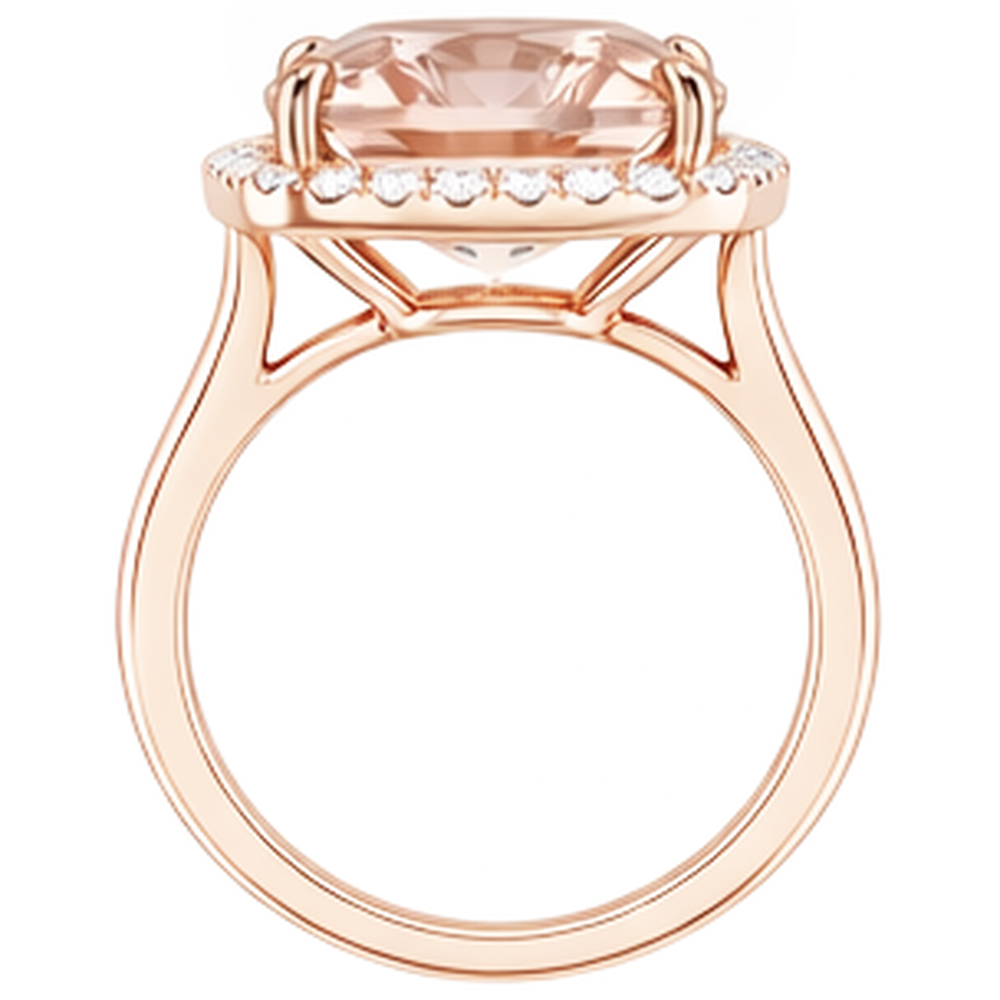 natural round morganite 22.50ct ring with diamond accents