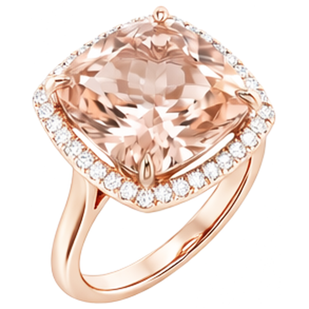 natural round morganite 22.50ct ring close up detail