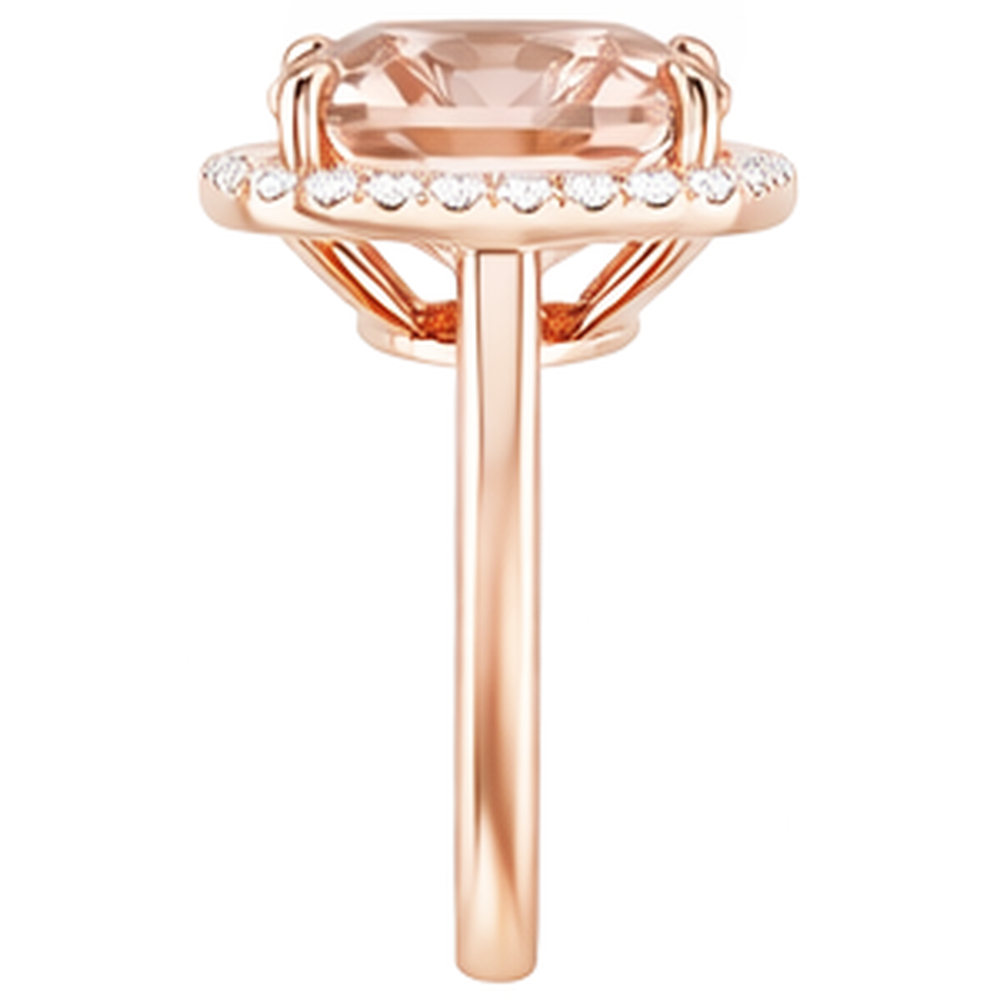 natural round morganite 22.50ct ring on white background