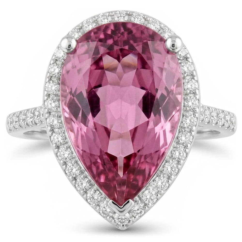 Pink Kunzite 20.40 Ct Natural Earth Mined Diamond ( Not Lab Grown ) Wedding Ring White Gold Gemstone Jewelry
