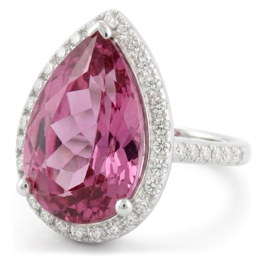 Pink Kunzite 20.40 Ct Natural Earth Mined Diamond ( Not Lab Grown ) Wedding Ring White Gold Gemstone Jewelry