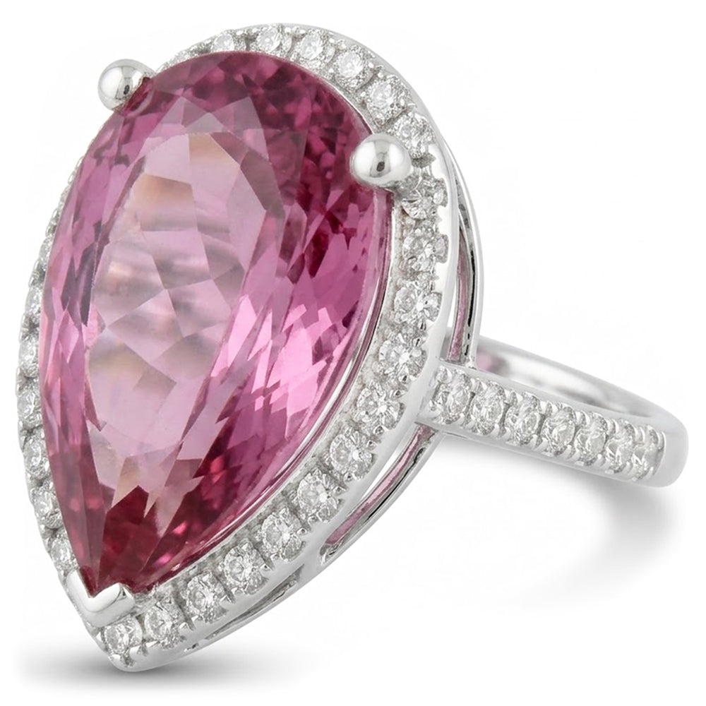 Pink Kunzite 20.40 Ct Natural Earth Mined Diamond ( Not Lab Grown ) Wedding Ring White Gold Gemstone Jewelry