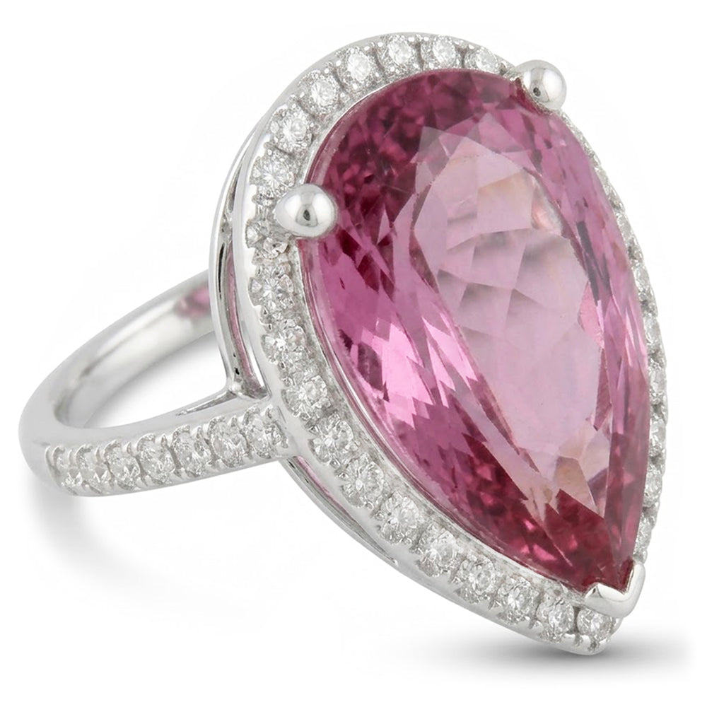 Pink Kunzite 20.40 Ct Natural Earth Mined Diamond ( Not Lab Grown ) Wedding Ring White Gold Gemstone Jewelry