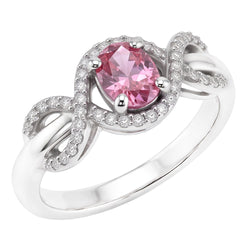 Pink Oval Cut Sapphire Natural Earth Mined Diamond ( Not Lab Grown ) Ring White Gold 14K 2 Ct.