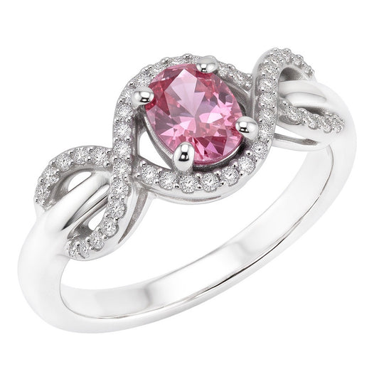 Pink Oval Cut Sapphire Natural Earth Mined Diamond ( Not Lab Grown ) Ring White Gold 14K 2 Ct.