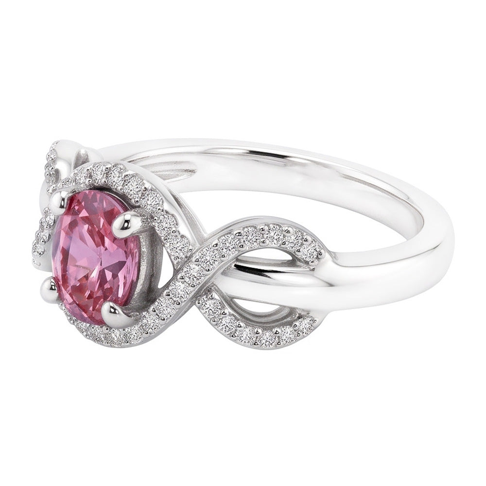 Pink Oval Cut Sapphire Natural Earth Mined Diamond ( Not Lab Grown ) Ring White Gold 14K 2 Ct.