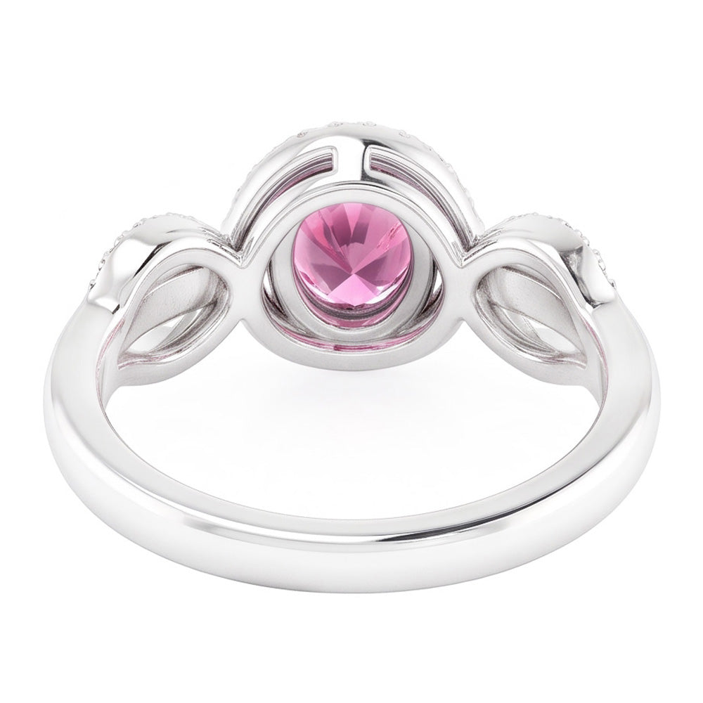 Pink Oval Cut Sapphire Natural Earth Mined Diamond ( Not Lab Grown ) Ring White Gold 14K 2 Ct.