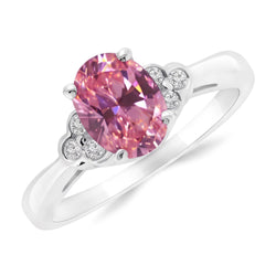 Pink Oval Sapphire Engagement Ring