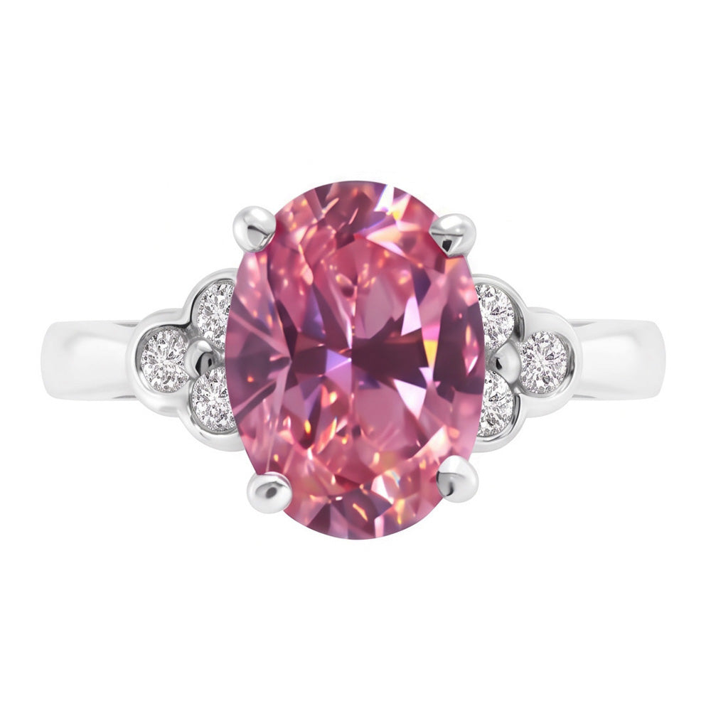 Pink Oval Sapphire Engagement Ring