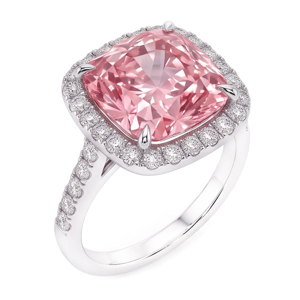 Pink Sapphire Gemstone 5 Carats Engagement Ring White Gold 14K Jewelry