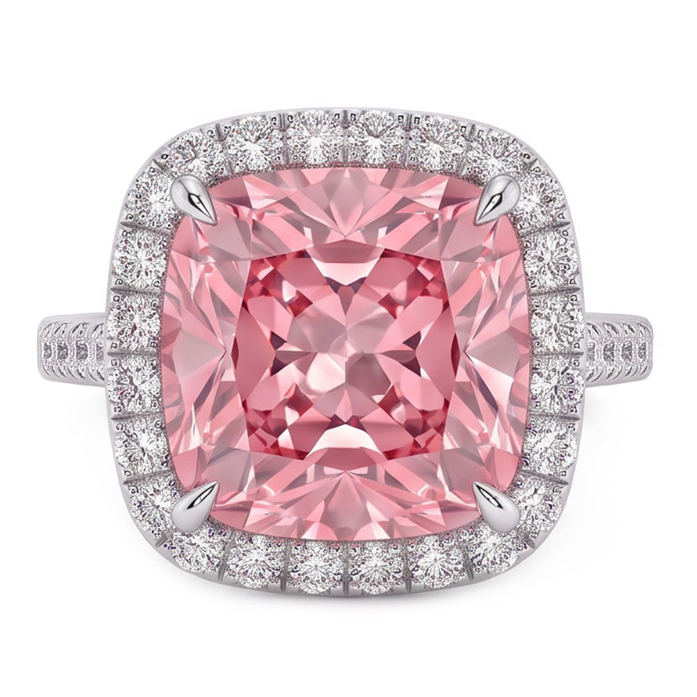 Pink Sapphire Gemstone 5 Carats Engagement Ring White Gold 14K Jewelry