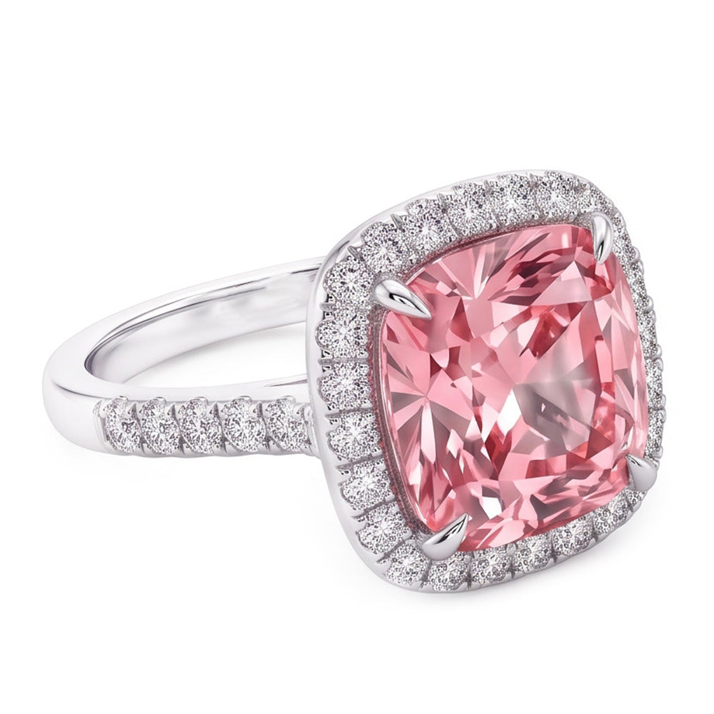 Pink Sapphire Gemstone 5 Carats Engagement Ring White Gold 14K Jewelry