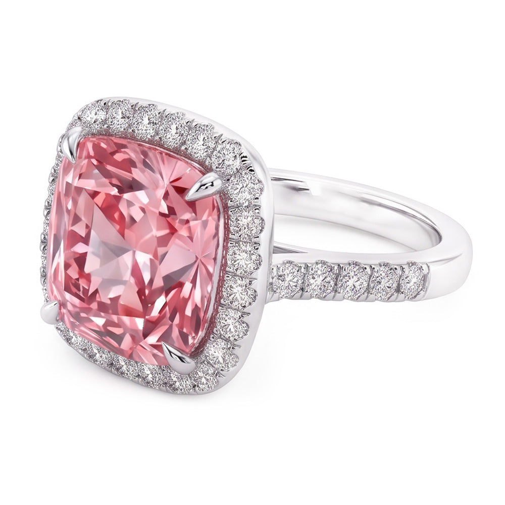 Pink Sapphire Gemstone 5 Carats Engagement Ring White Gold 14K Jewelry