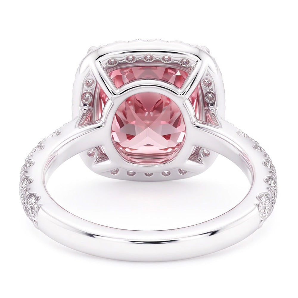Pink Sapphire Gemstone 5 Carats Engagement Ring White Gold 14K Jewelry