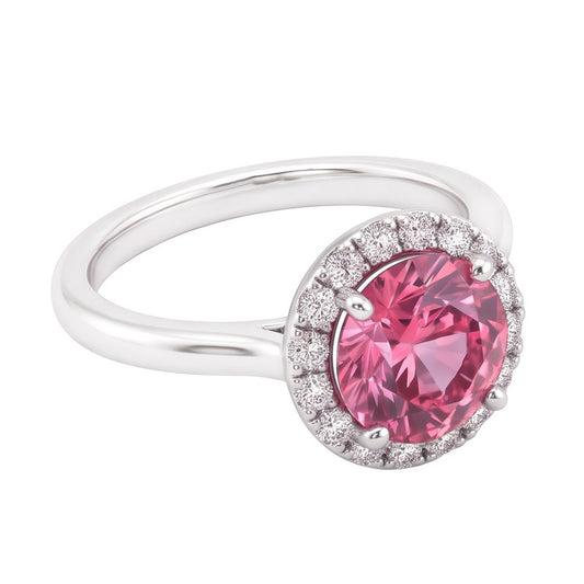Pink Sapphire Halo Engagement Ring