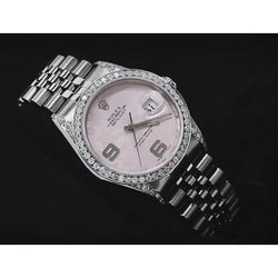 Pink Dial Custom Diamond Bezel Rolex Watch Jubilee Bracelet 36 Mm QUICK SET