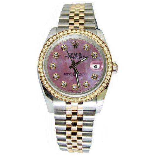 Pink Diamond Dial Rolex Date Just Watch