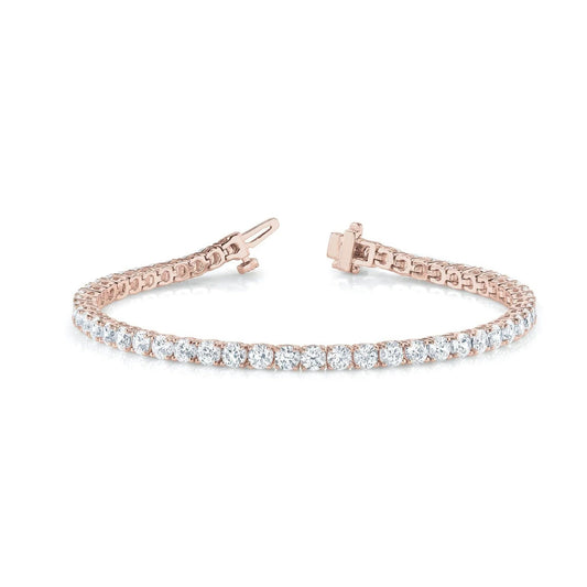 Pink Gold Round Natural Diamond Tennis Bracelet