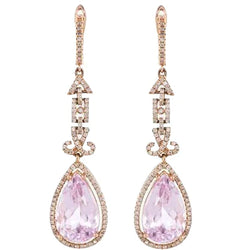 Pink Kunzite And Diamond Earrings
