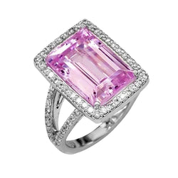 Pink Kunzite Gemstone Halo Ring