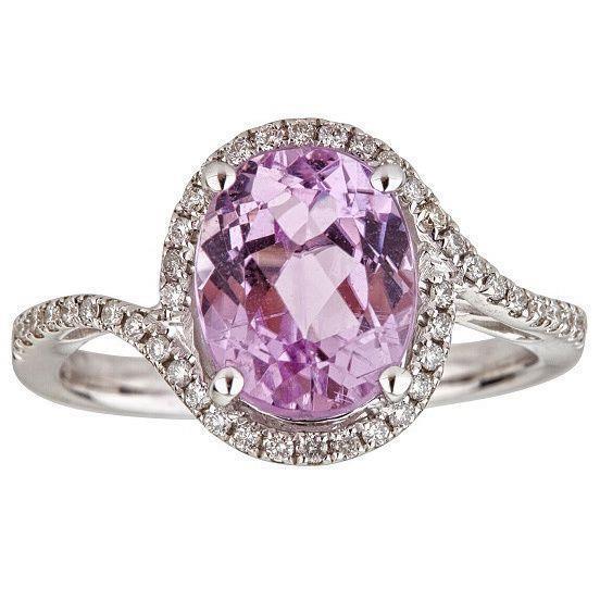 Pink Kunzite Halo Ring Jewelry