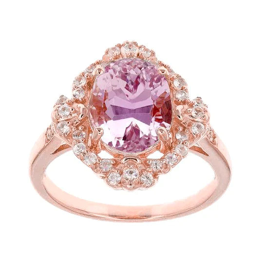 Pink Kunzite Halo Ring