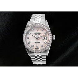 Pink Mop Diamond Dial Rolex Datejust Watch Oyster Perpetual Diamond