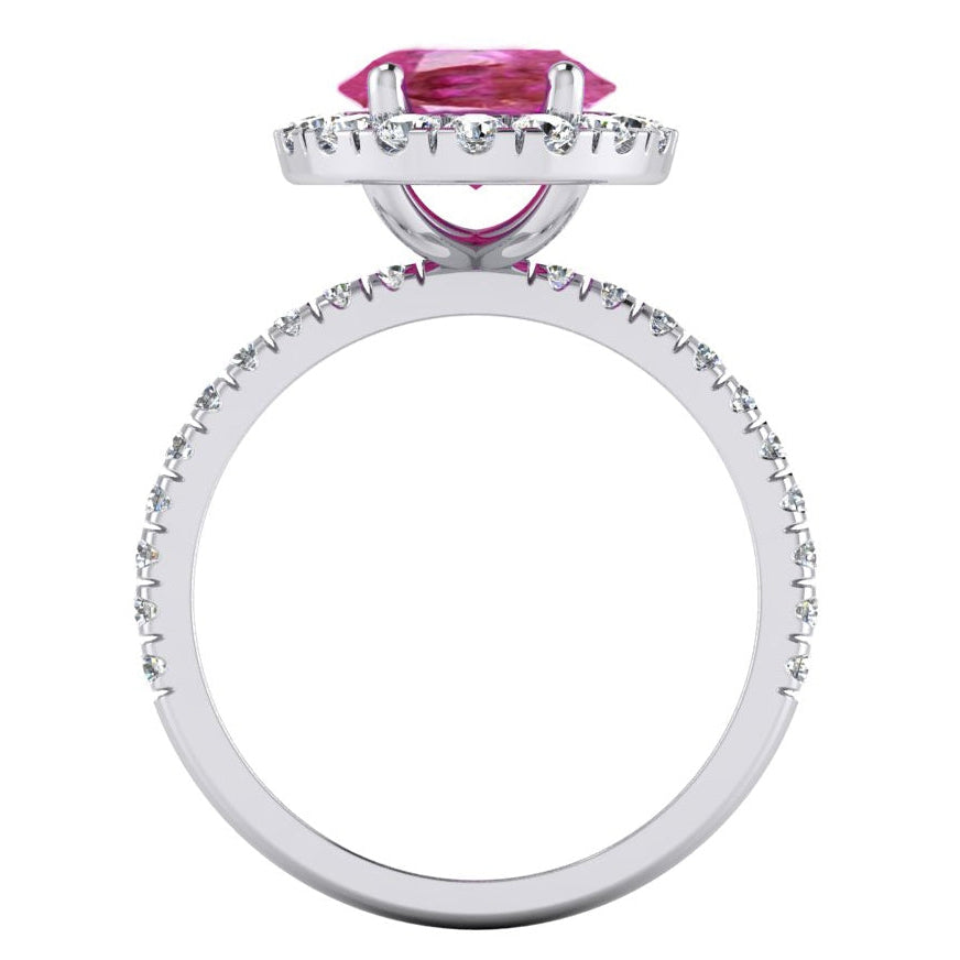 Pink Sapphire Halo Diamond Ring