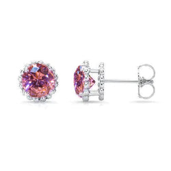 Pink Sapphire Jewelry Stud Earrings