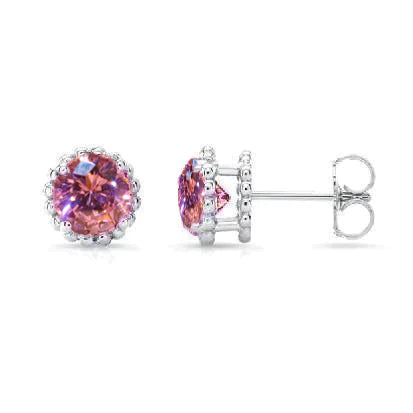 Pink Sapphire Jewelry Stud Earrings