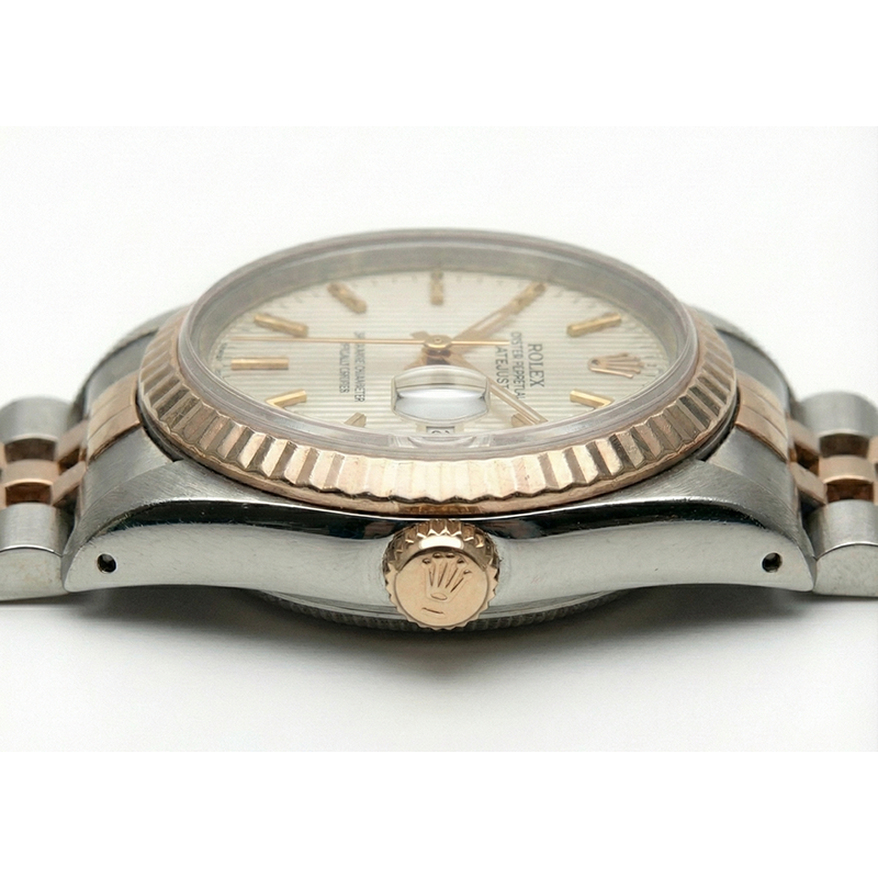 Pink Gold Jubilee Bracelet White Stick watch Rolex Date Just