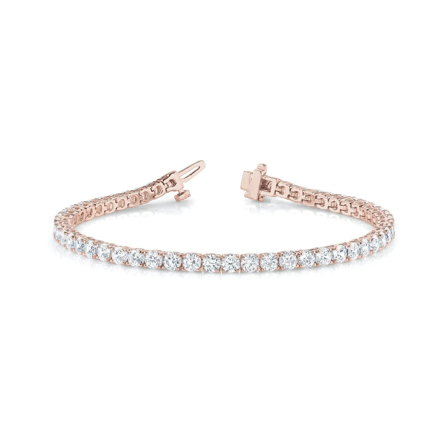 Pink Gold Round Lab Grown Diamond Tennis Bracelet