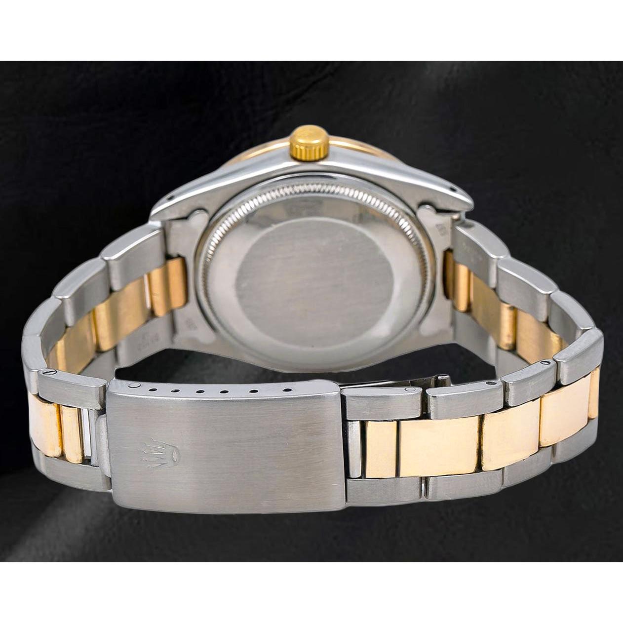 Pink Mother Of Pearl Diamond Dial 36 mm Rolex Datejust Two Tone Watch Oyster Bracelet