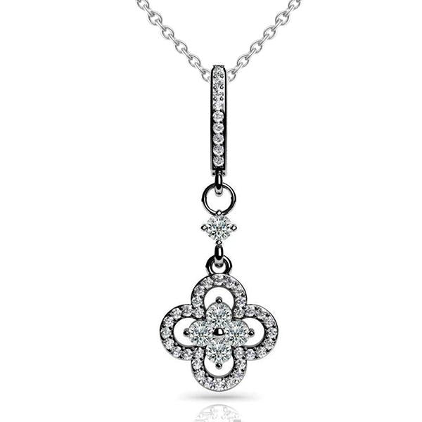 Precious Petals Round Shaped Real Diamond Pendant Necklace 0.91 Ct. WG 14K