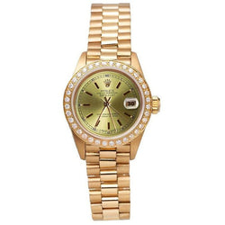 President Style Champagne Stick Dial Dg Watch Diamond Bezel Rolex