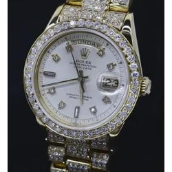 Presidential Women Rolex 20 Carats Custom Diamonds Concealed Clasp Watch Gold