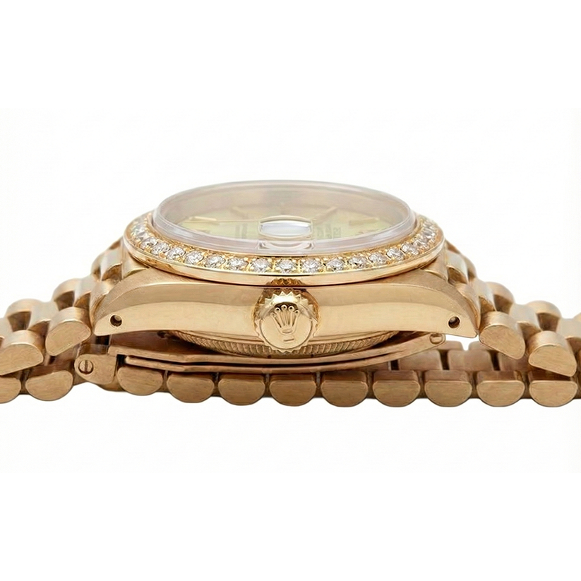 Presidential Style Rolex Dj Watch Champagne Stick Dial  Bezel