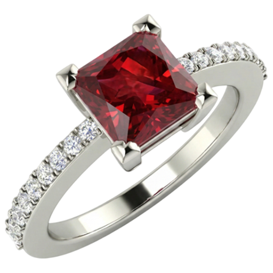 natural round ruby 3.45ct ring front view
