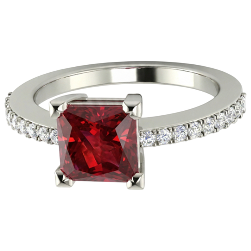 natural round ruby 3.45ct ring side angle