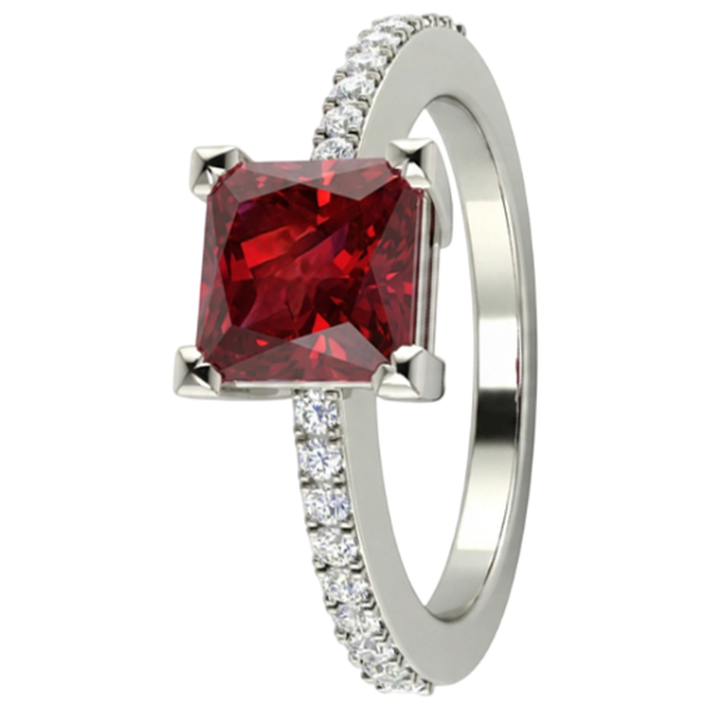 natural round ruby 3.45ct ring close up detail