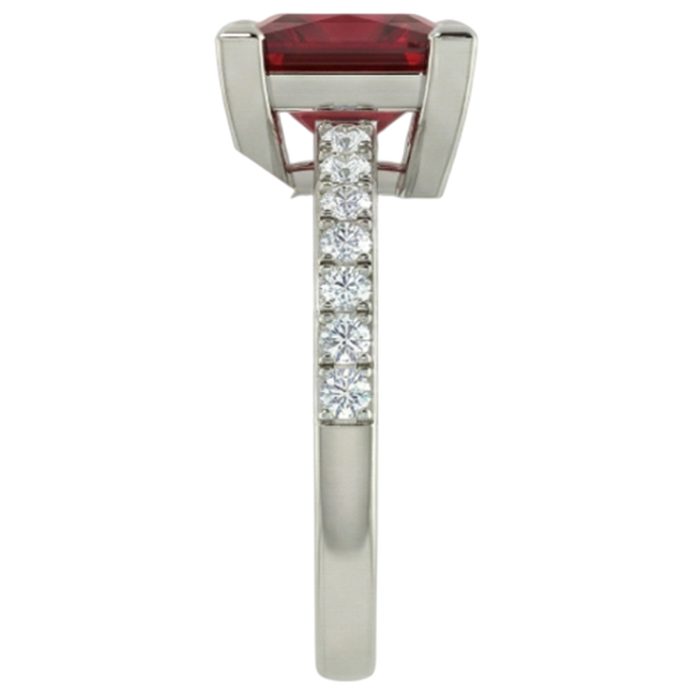 natural round ruby 3.45ct ring top view